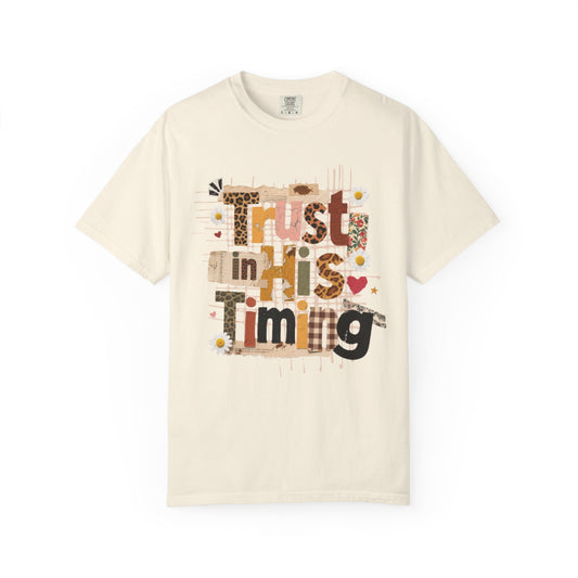 Trust in His Timing Colors T-Shirt, Preppy Christian clothes, Faith Collage, Checkered Fall, Christian Gift, Leopard Print Fall