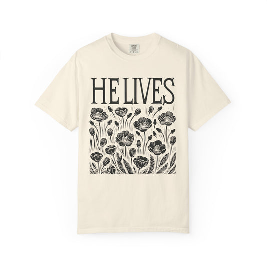 He Is Risen Comfort Colors T-Shirt, Christian clothes, Faith Based Tee, Christian merch, Christian Gift, Cottagecore Boho Botanical Tshirt