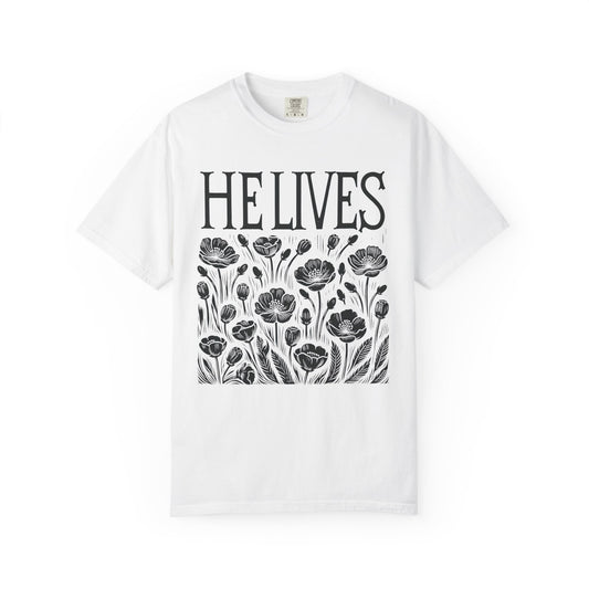 He Is Risen Comfort Colors T-Shirt, Christian clothes, Faith Based Tee, Christian merch, Christian Gift, Cottagecore Boho Botanical Tshirt