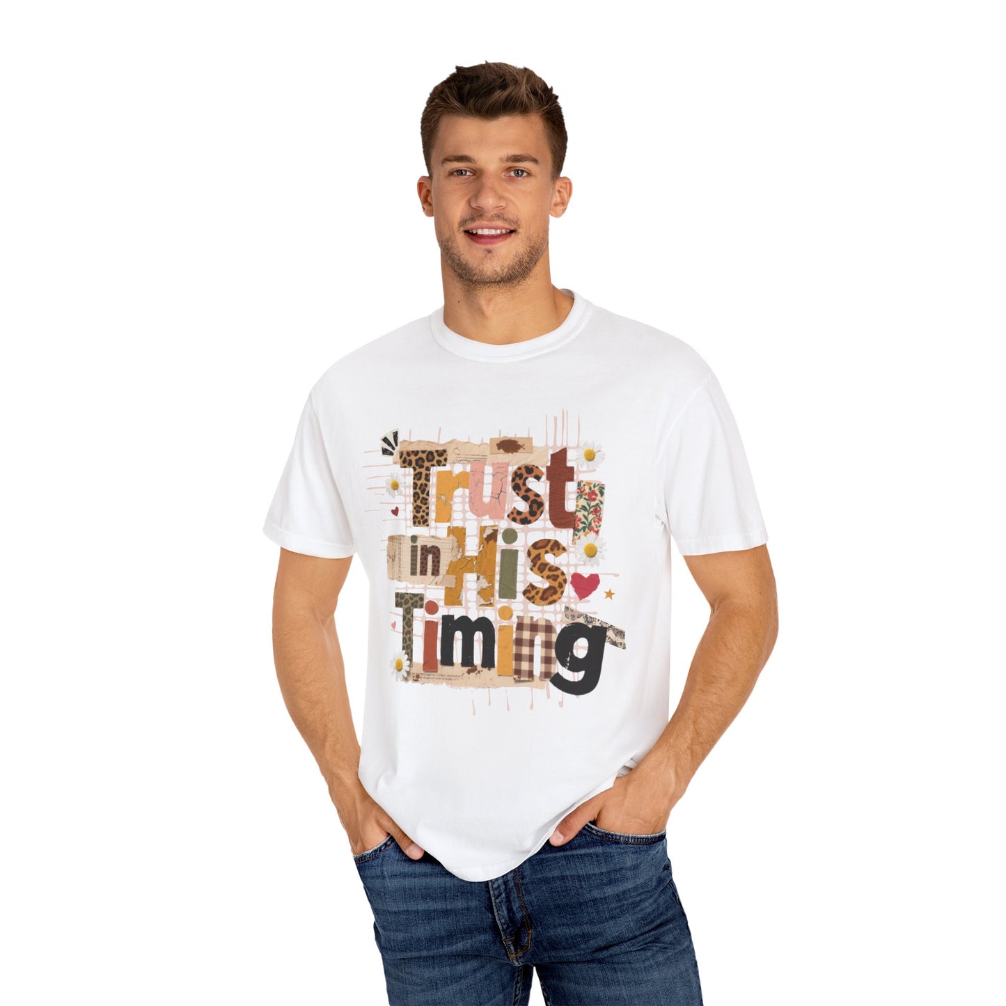 Trust in His Timing Colors T-Shirt, Preppy Christian clothes, Faith Collage, Checkered Fall, Christian Gift, Leopard Print Fall