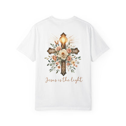 Comfort Colors Floral Cross T-Shirt: Christian Bible Verse Tee, Faith Based Tee, Religious Tee, Christian Gift, Faith Apparel, Gift for Her