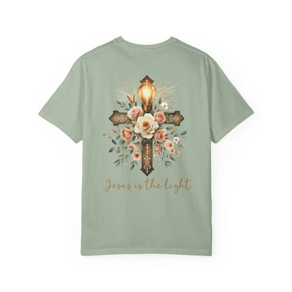 Comfort Colors Floral Cross T-Shirt: Christian Bible Verse Tee, Faith Based Tee, Religious Tee, Christian Gift, Faith Apparel, Gift for Her