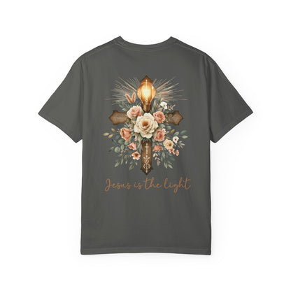 Comfort Colors Floral Cross T-Shirt: Christian Bible Verse Tee, Faith Based Tee, Religious Tee, Christian Gift, Faith Apparel, Gift for Her