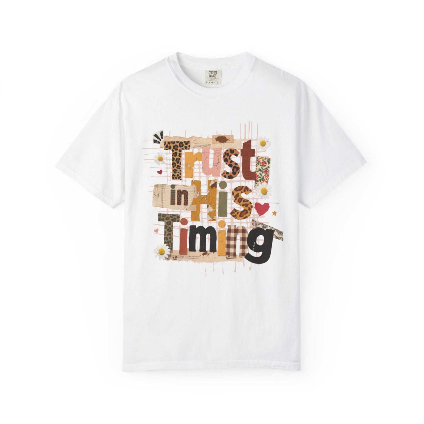 Trust in His Timing Colors T-Shirt, Preppy Christian clothes, Faith Collage, Checkered Fall, Christian Gift, Leopard Print Fall
