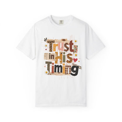 Trust in His Timing Colors T-Shirt, Preppy Christian clothes, Faith Collage, Checkered Fall, Christian Gift, Leopard Print Fall