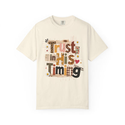 Trust in His Timing Colors T-Shirt, Preppy Christian clothes, Faith Collage, Checkered Fall, Christian Gift, Leopard Print Fall