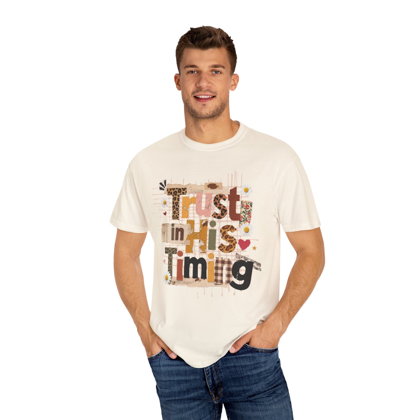 Trust in His Timing Colors T-Shirt, Preppy Christian clothes, Faith Collage, Checkered Fall, Christian Gift, Leopard Print Fall