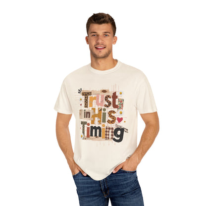 Trust in His Timing Colors T-Shirt, Preppy Christian clothes, Faith Collage, Checkered Fall, Christian Gift, Leopard Print Fall